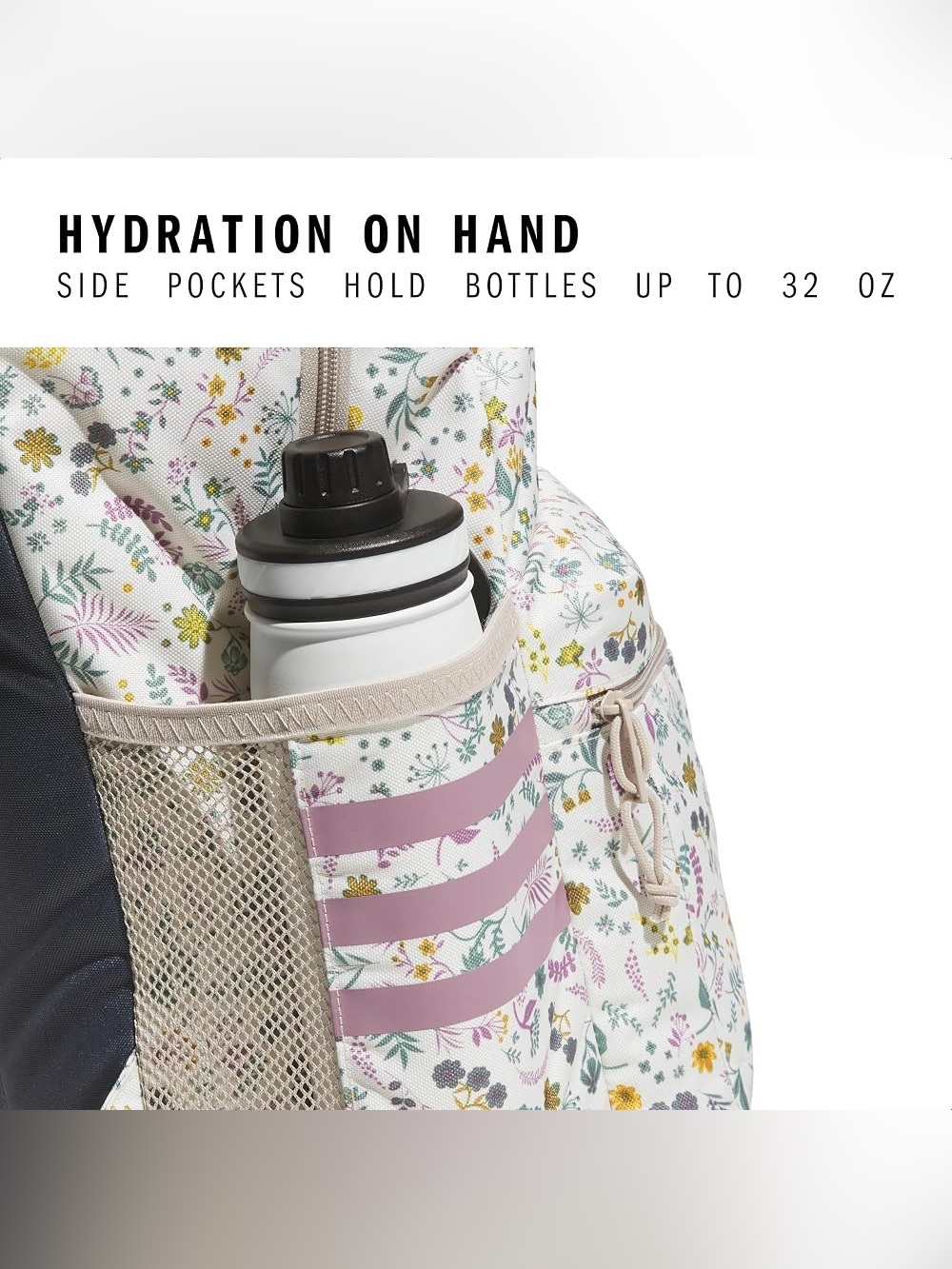 Adidas Classic 3S Stripe Woodland Floral Backpack 5.0 Laptop Sleeve - Picture 13 of 16